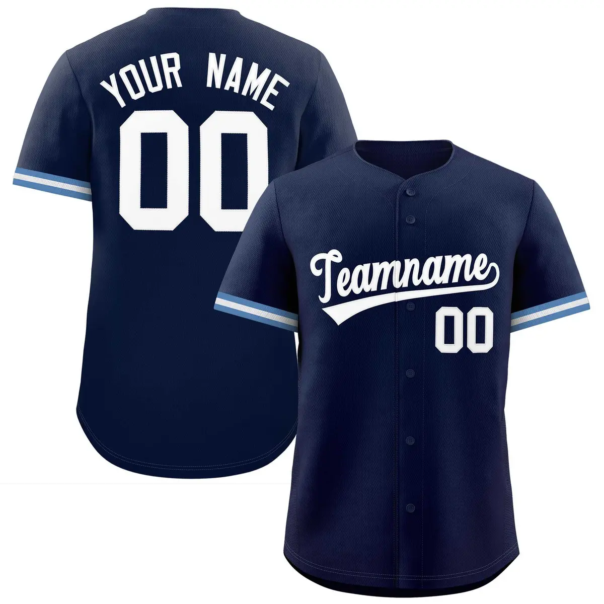 Navy White Full Button Authentic Baseball Jersey
