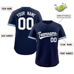 Navy White Full Button Authentic Baseball Jersey 2