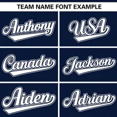 Navy White Full Button Authentic Baseball Jersey 3