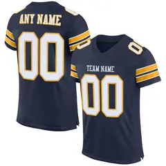 Navy White-Gold Classic Mesh Authentic Football Jersey 1
