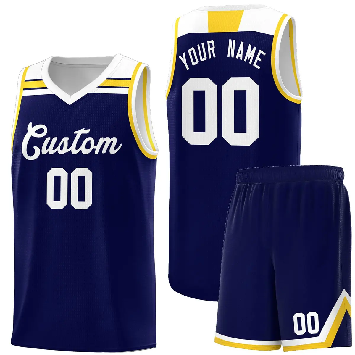 Navy White-Gold Classic Sports Basketball Jersey
