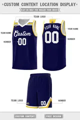 Navy White-Gold Classic Sports Basketball Jersey 2
