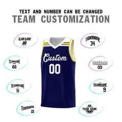 Navy White-Gold Classic Sports Basketball Jersey 3