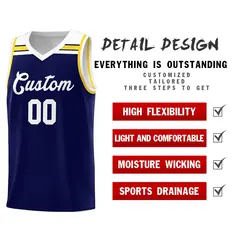 Navy White-Gold Classic Sports Basketball Jersey 4