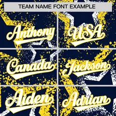 Navy White Gold Graffiti Star Ink Texture Baseball Jersey 3