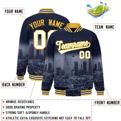 Navy White-Gold Los Angeles Skyline Varsity Full-Snap Track Jacket 2