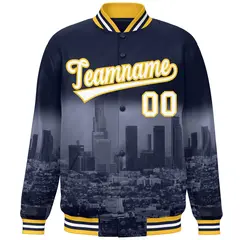 Navy White-Gold Los Angeles Skyline Varsity Full-Snap Track Jacket 3