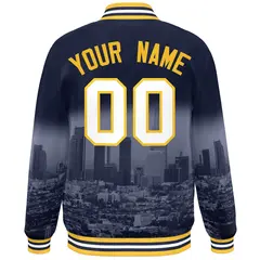 Navy White-Gold Los Angeles Skyline Varsity Full-Snap Track Jacket 4