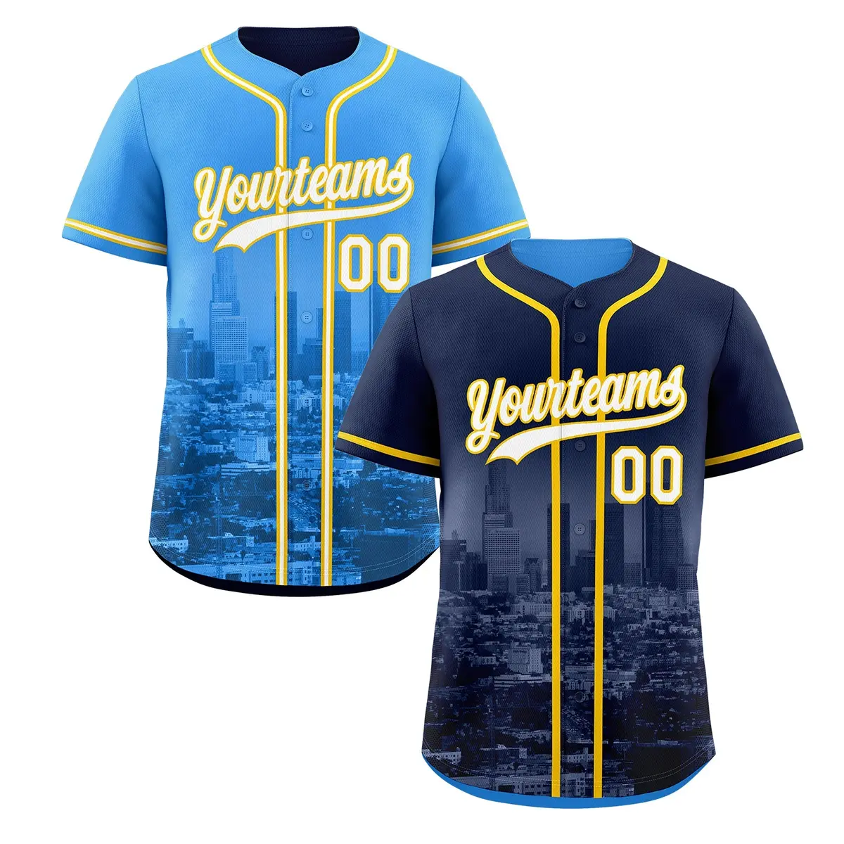 Navy White Gold Reversible City Graffiti Stretch Baseball Jersey
