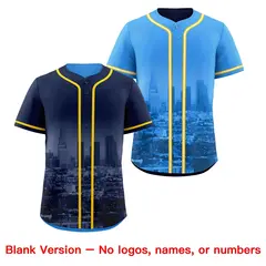 Navy White Gold Reversible City Graffiti Stretch Baseball Jersey 8