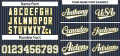 Navy White-Gold Stripe Authentic Fashion Baseball Jersey 3