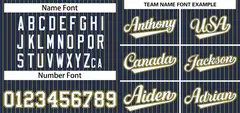 Navy White-Gold Stripe Authentic Fashion Baseball Jersey 3