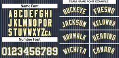 Navy White-Gold Stripe Authentic Fashion Baseball Jersey 3
