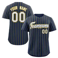 Navy White-Gold Stripe Authentic Fashion Baseball Jersey