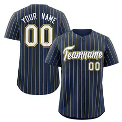 Navy White-Gold Stripe Authentic Fashion Baseball Jersey