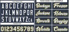Navy White-Gold Stripe Authentic Fashion Baseball Jersey 3