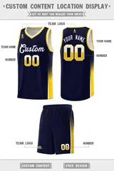 Navy White Gold Two Tone Font Basketball Jersey 2