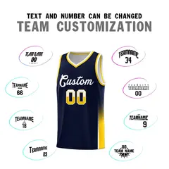 Navy White Gold Two Tone Font Basketball Jersey 3