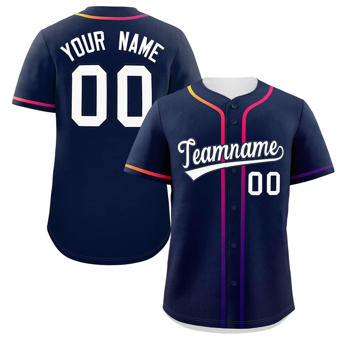 Navy White Gradient Ribbed Authentic Baseball Jersey