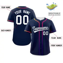 Navy White Gradient Ribbed Authentic Baseball Jersey 2