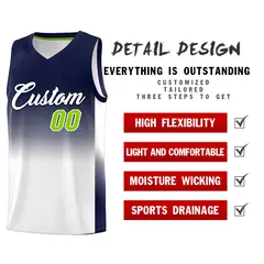 Navy White Gradient Sports Uniform Basketball Jersey 2