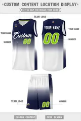 Navy White Gradient Sports Uniform Basketball Jersey 5