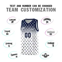 Navy White Gradient Star Pattern Basketball Jersey Sets 4