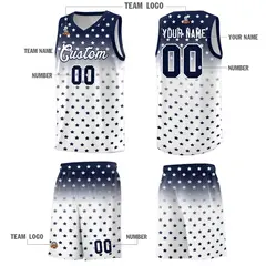 Navy White Gradient Star Pattern Basketball Jersey Sets 5