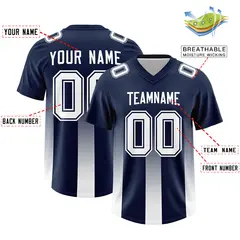 Navy White Gradient Vertical Stripe Fashion Football Jersey 2