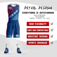 Navy White Graffiti Bar Pattern Sets Basketball Jersey 2