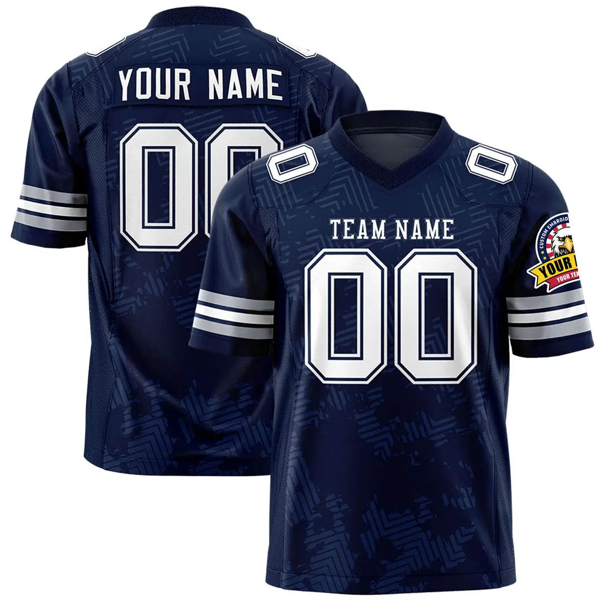 Navy White Graffiti Line Authentic Football Jersey