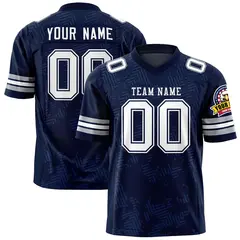 Navy White Graffiti Line Authentic Football Jersey 1