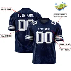 Navy White Graffiti Line Authentic Football Jersey 2