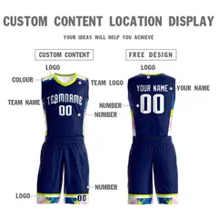 Navy White Graffiti Pattern Basketball Jersey 3