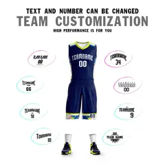 Navy White Graffiti Pattern Basketball Jersey 4