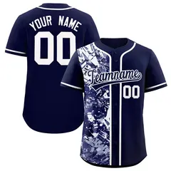 Navy White Graffiti Split Raglan Sleeve Baseball Jersey