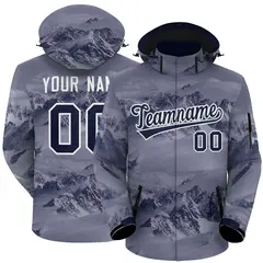 Navy White Graffiti Waterproof Jacket for Climbing