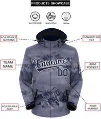 Navy White Graffiti Waterproof Jacket for Climbing 2