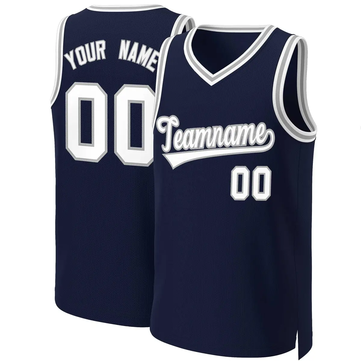 Navy White-Gray Classic Basketball Jersey