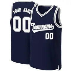 Navy White-Gray Classic Basketball Jersey