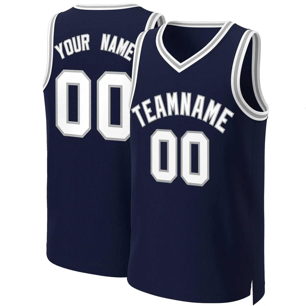 Navy White-Gray Classic Basketball Jersey