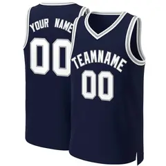 Navy White-Gray Classic Basketball Jersey 1
