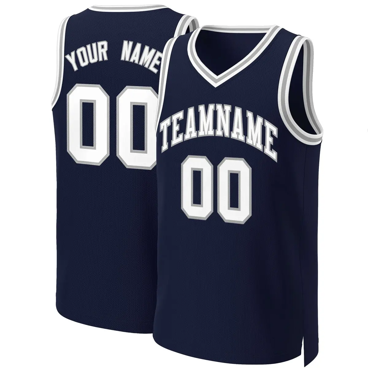 Navy White-Gray Classic Basketball Jersey