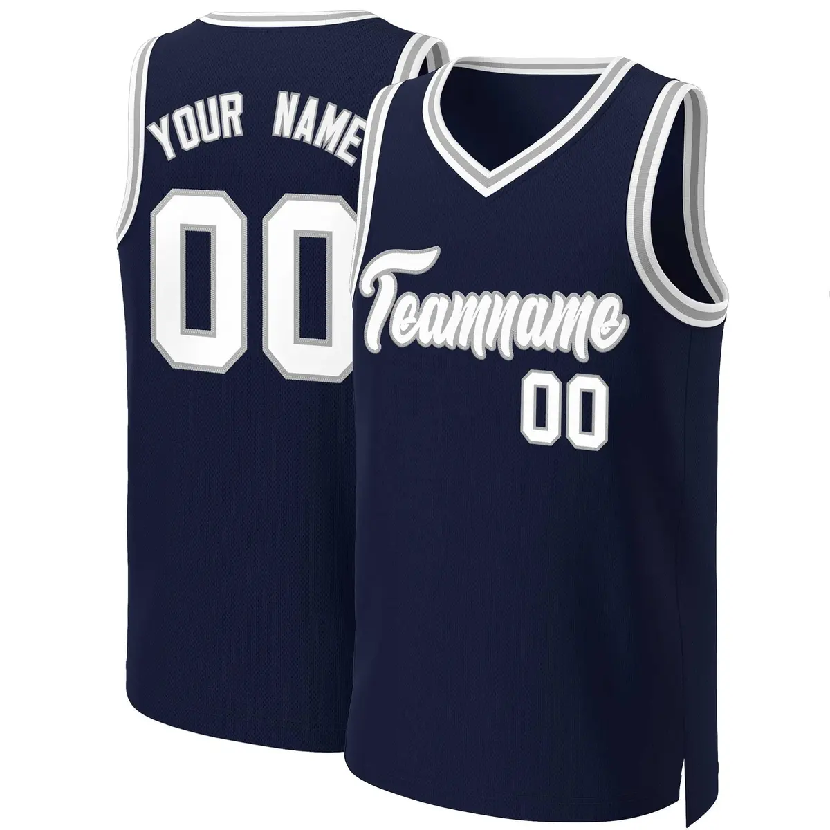 Navy White-Gray Classic Basketball Jersey