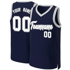 Navy White-Gray Classic Basketball Jersey 1