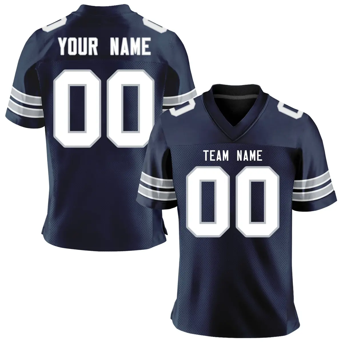 Navy White-Gray Classic Mesh Authentic Football Jersey