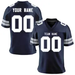 Navy White-Gray Classic Mesh Authentic Football Jersey 1