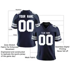 Navy White-Gray Classic Mesh Authentic Football Jersey 2