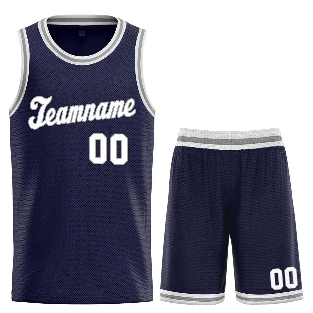 Navy White-Gray Classic Sets Basketball Uniform Jersey