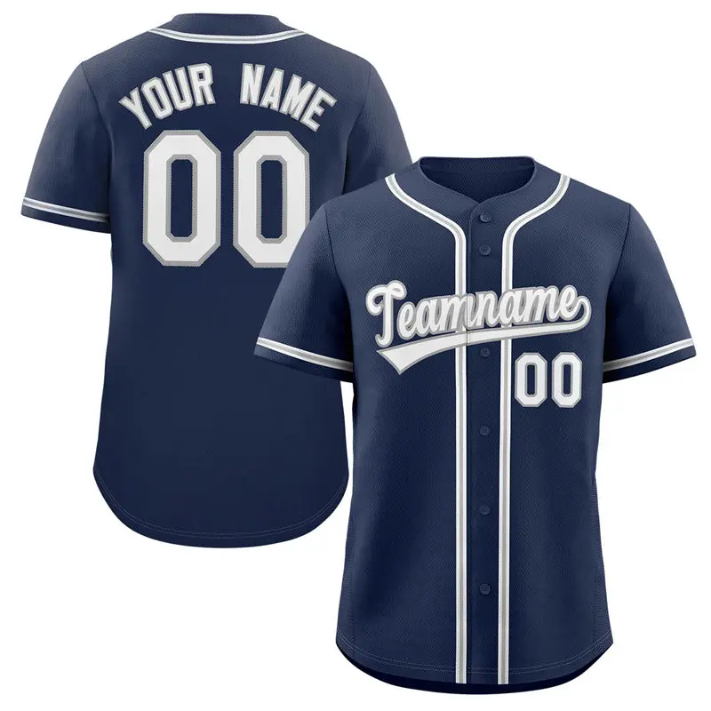 Navy White-Gray Classic Style Authentic Baseball Jersey